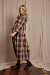 Pearl Dress Double Gauze Brown Check