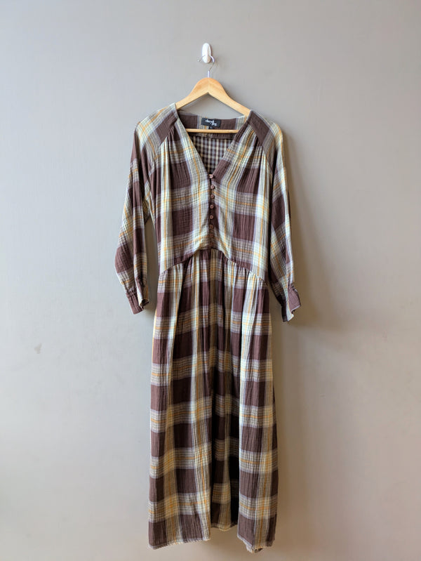 Pearl Dress Brown Check (Medium)