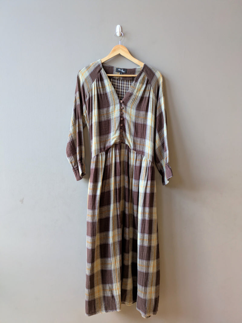 Pearl Dress Brown Check (Medium)