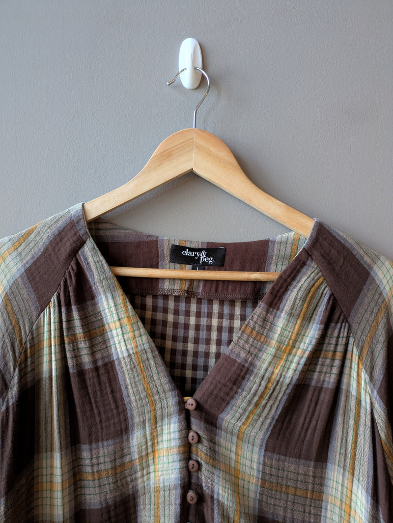 Pearl Dress Brown Check (Medium)
