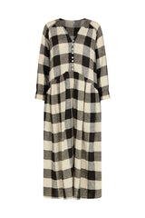 black and white check dress cut out