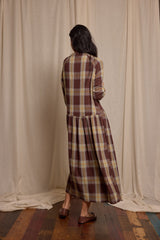 Pearl Dress Double Gauze Brown Check