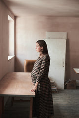 Pearl Dress in Coffee Check