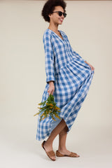 Pearl Dress in Cornflower Blue Check