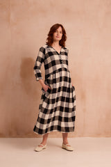 black and white check dress