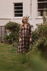 Pearl Dress Double Gauze Brown Check