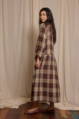 Pearl Dress Double Gauze Brown Check