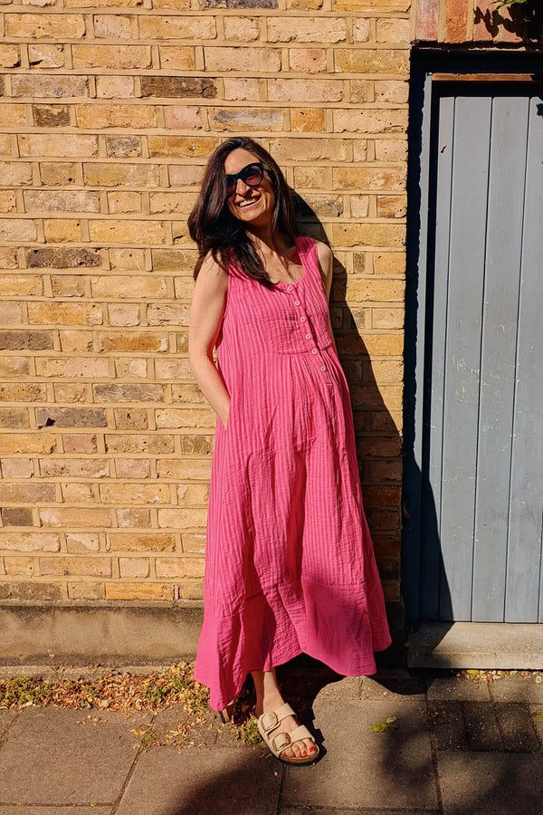 Sadie Dress Pink Stripe