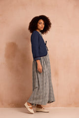 fitted indigo jacket with tie front