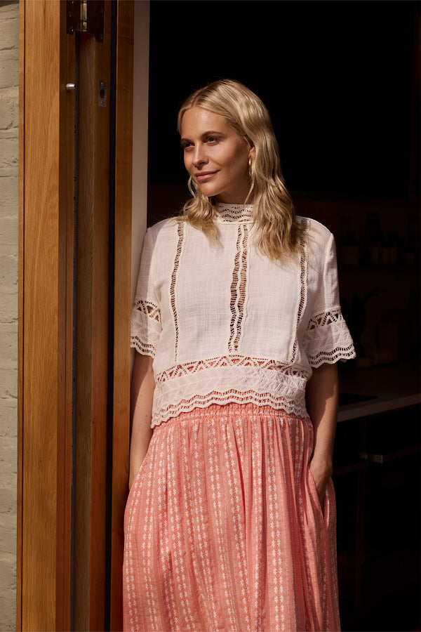 Poppy Delevingne X Clary & Peg Wren Skirt Coral