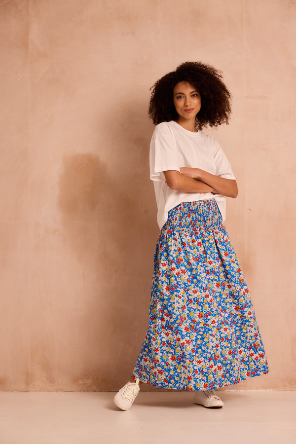 ditsy print floral shirred top skirt