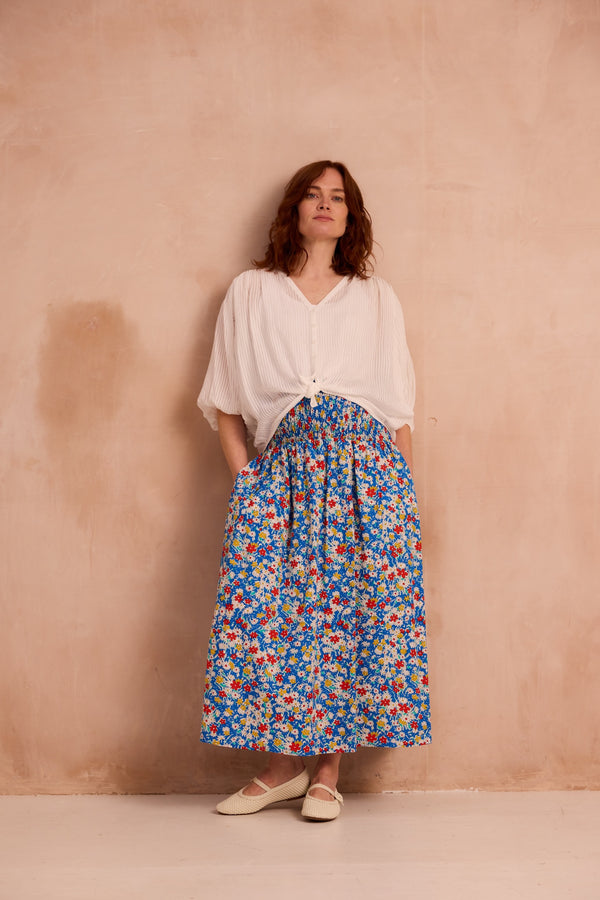 ditsy print floral shirred top skirt