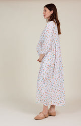 Cleo Dress white linen Floral