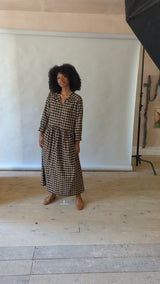 Pearl Dress in Coffee Check