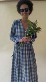 Pearl Dress in Cornflower Blue Check