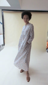 Cleo Dress white linen Floral