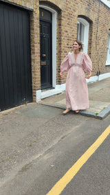 Seren Dress Raspberry and White Stripe (Medium)