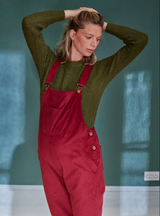 Doris Dungarees Raspberry Needlecord (Medium and Large)