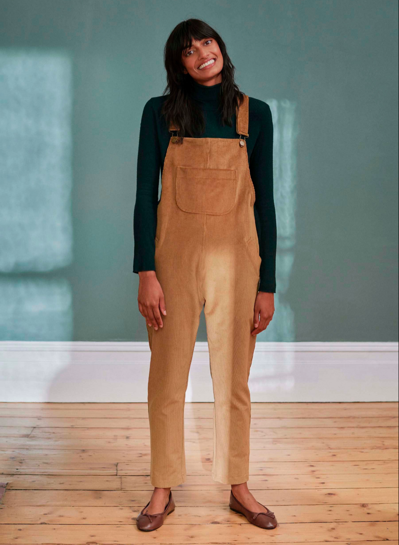 Doris Dungarees Caramel Corduroy (Large)