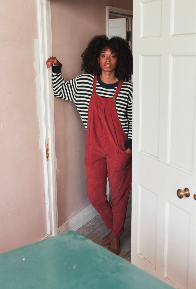 Mae Dungarees Terracotta Needlecord