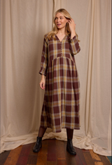 Pearl Dress Brown Check (Medium)
