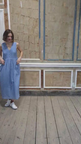 Patti Dress in Blue and White Stripe