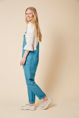 Blue linen dungarees (Large)