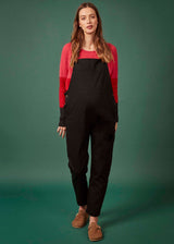 Black Cotton Twill Dungarees (XS with cropped leg)