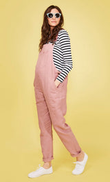 Doris Dungarees in Pink Linen (Large only)