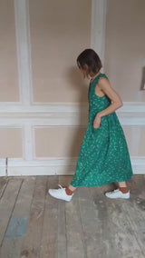 Patti Dress in Emerald Green Print