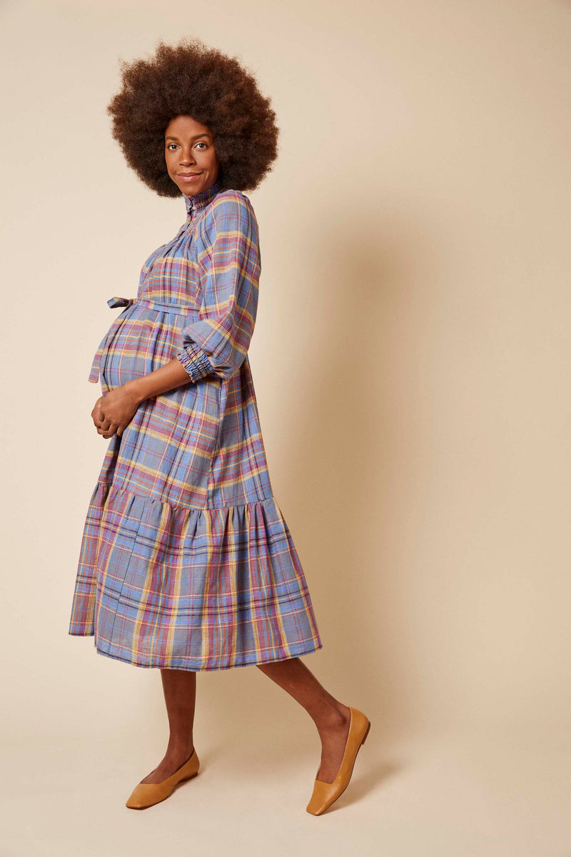 Phoebe blue check (Small and medium)