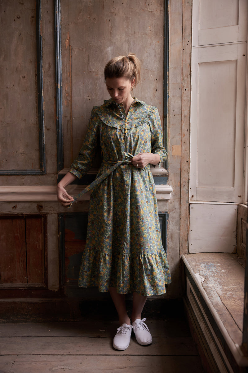 Cora Dress in Green floral (Large)