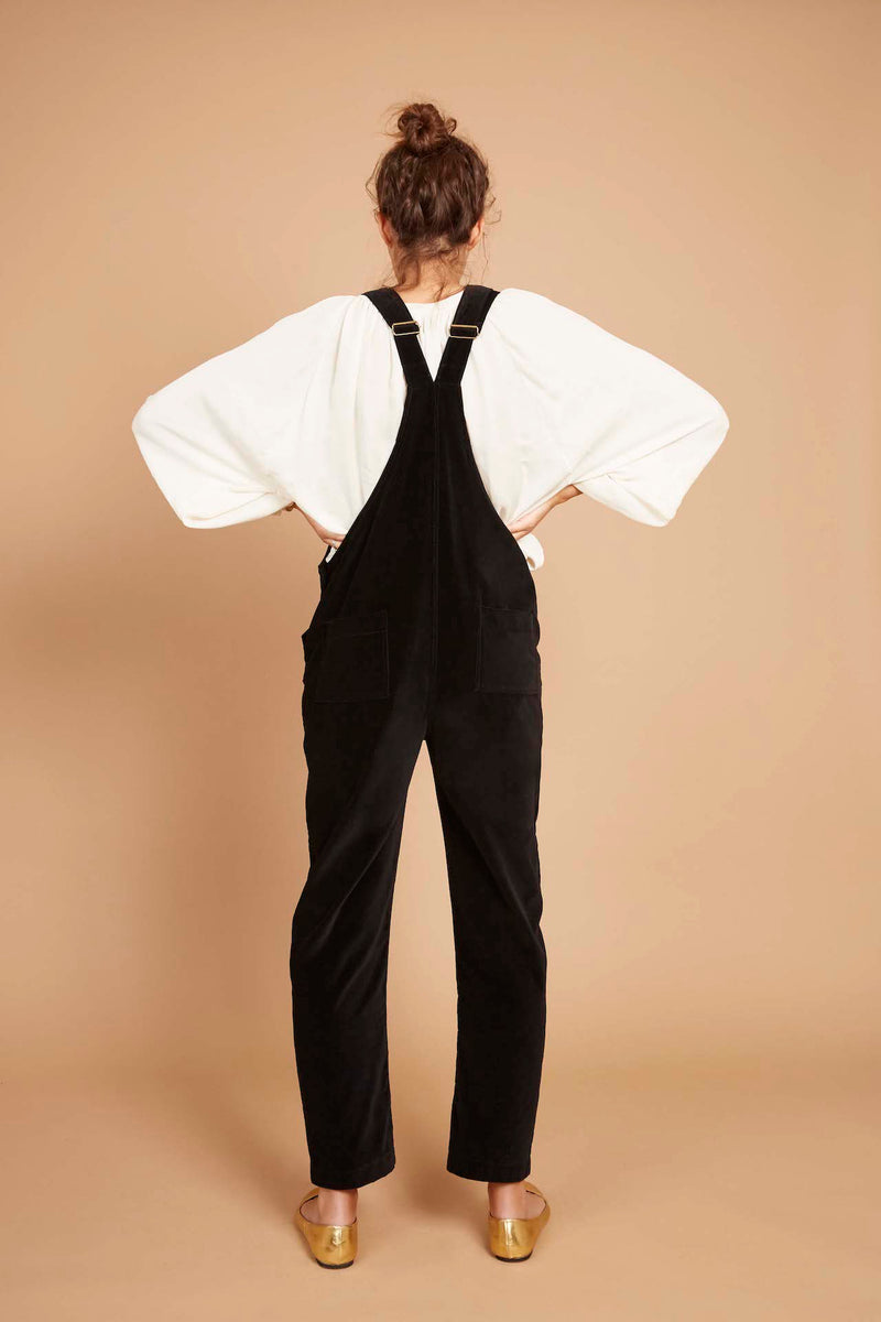 Doris Dungarees in Black Velvet (Petite and Large)