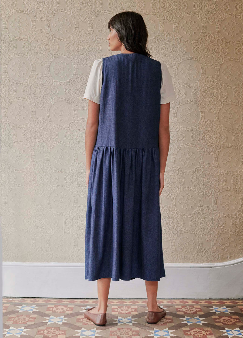 Edith Denim Chambray Pinafore (Large)