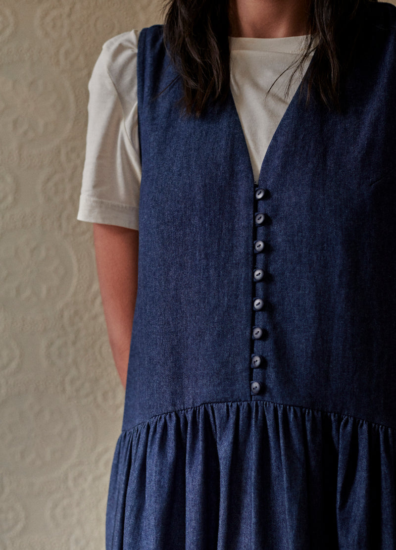Edith Denim Chambray Pinafore (Large)