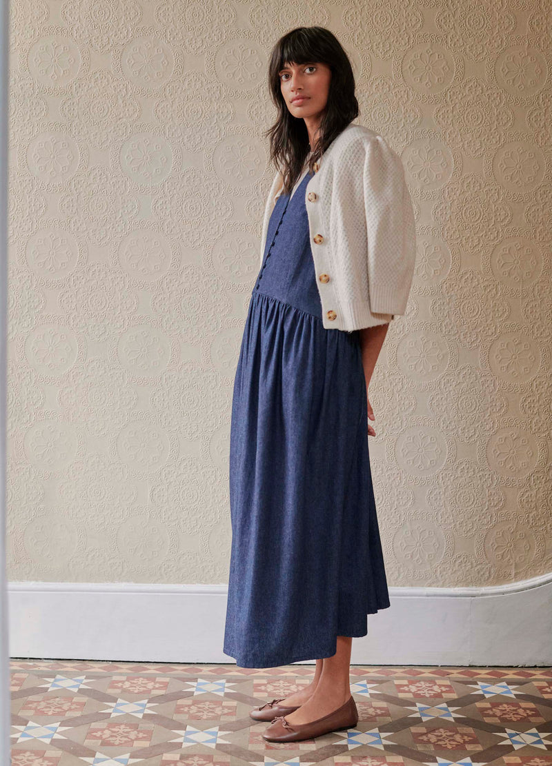 Edith Denim Chambray Pinafore (Large)
