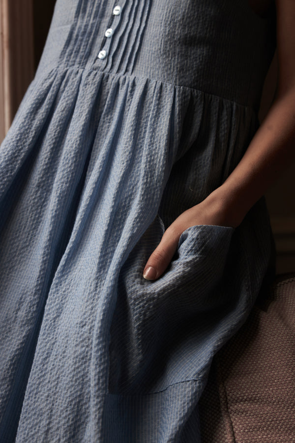Patti Dress in Blue and White Stripe