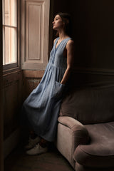 Patti Dress in Blue and White Stripe
