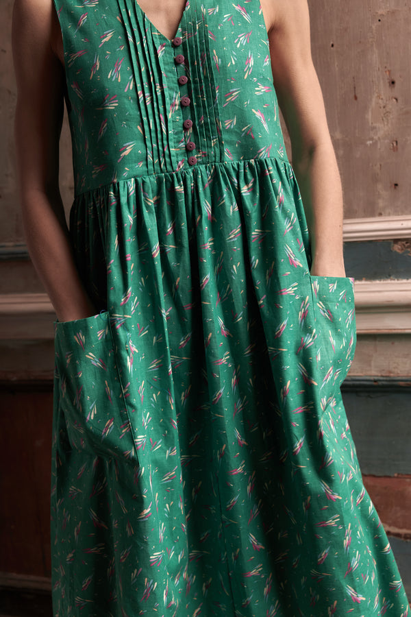 Patti Dress in Emerald Green Print