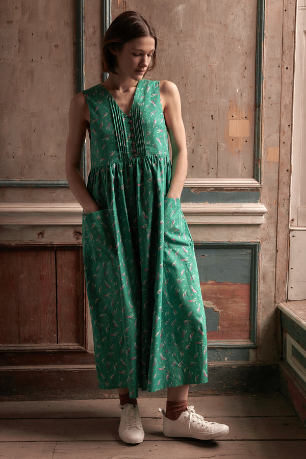 Patti Dress in Emerald Green Print
