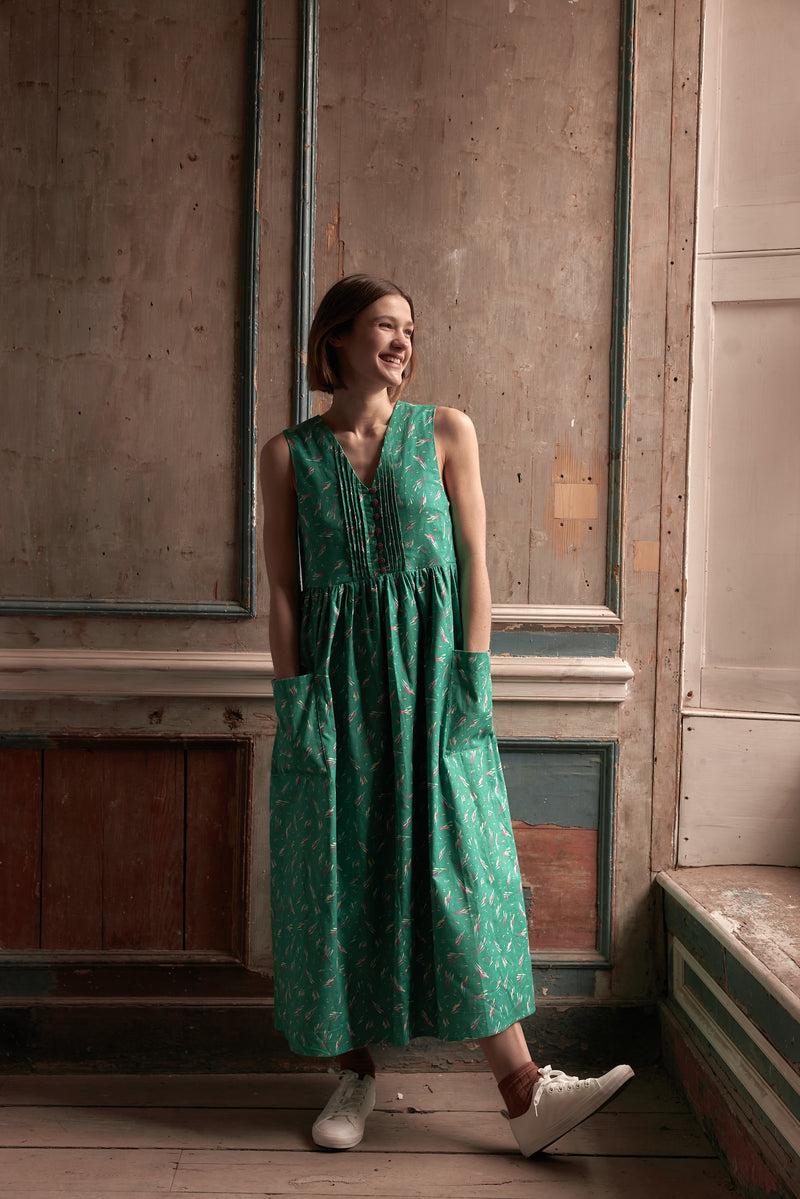 Patti Dress in Emerald Green Print