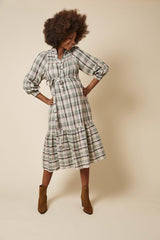 Phoebe Dress in Cream Check (Petite and Small)