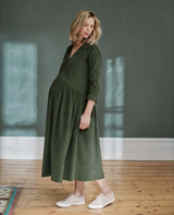 Pearl Dress in Moss Green Needlecord (Large)