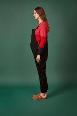 Black Cotton Twill Dungarees (XS with cropped leg)