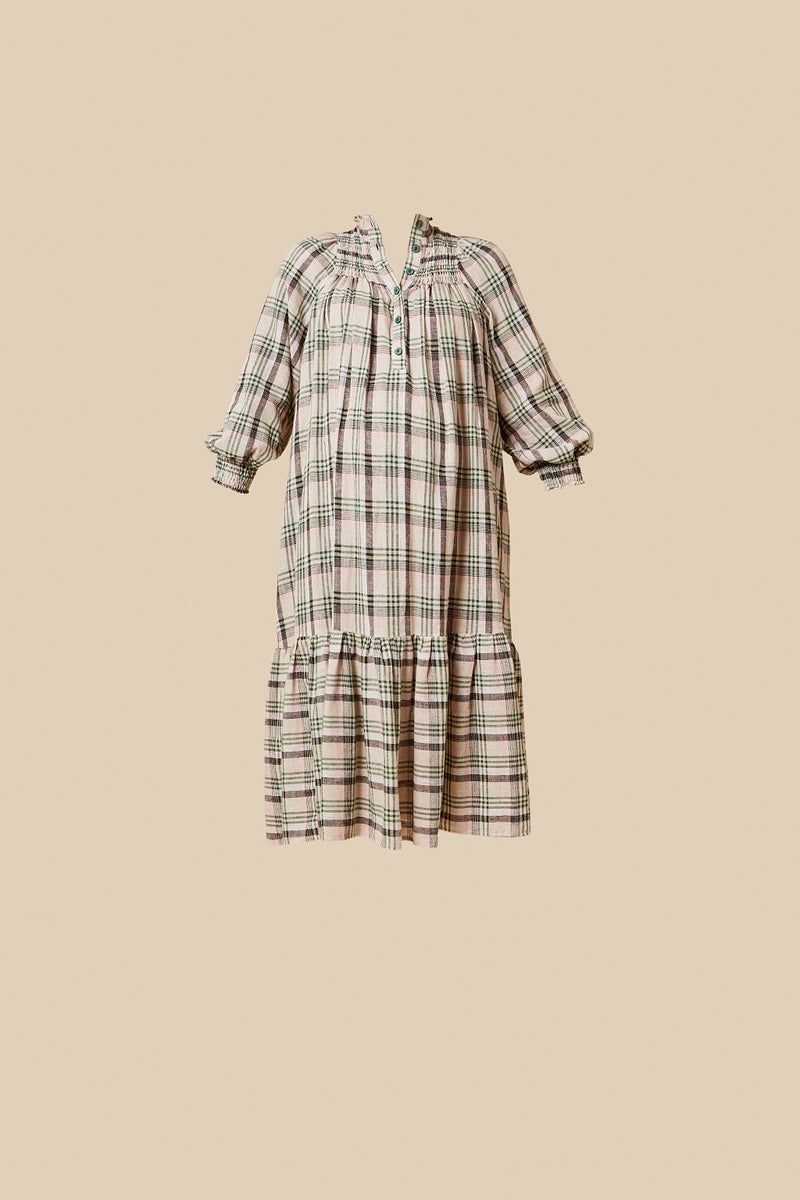 Phoebe Dress in Cream Check (Petite and Small)
