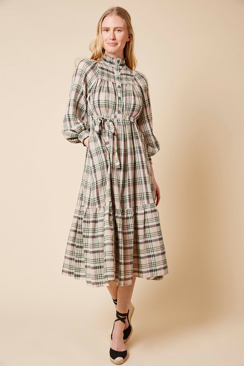Phoebe Dress in Cream Check (Petite and Small)