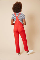 Doris Dungarees in Pillar Box Red Linen